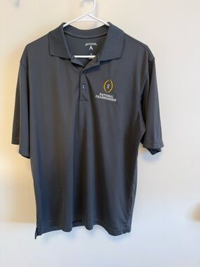 Antigua Men's Grey Polo with Gold National Championship Logo